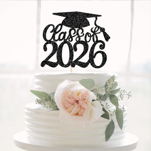 Class of 2026 Graduation Cake Topper - Glitter Decor for Parties