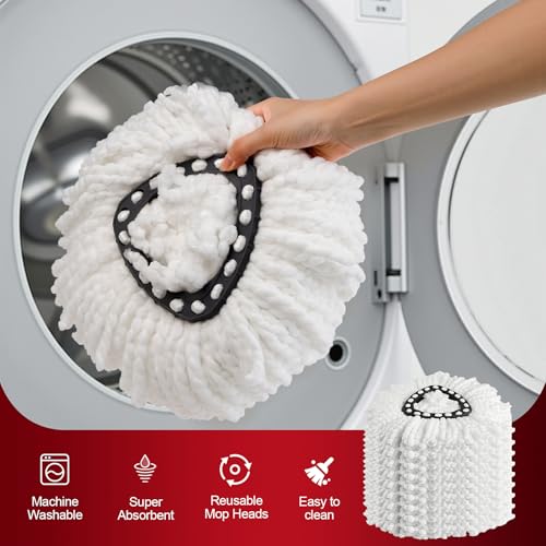 4 Pack Spin Mop Refills - Microfiber Replacement Heads for Easy Floor Cleaning