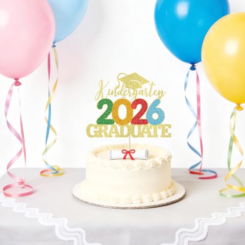 2026 Kindergarten Graduation Cake Topper - Gold Decoration