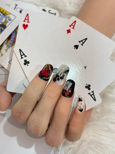 3D Poker Nail Stickers Self-Adhesive Hearts & Diamonds Nail Art Set
