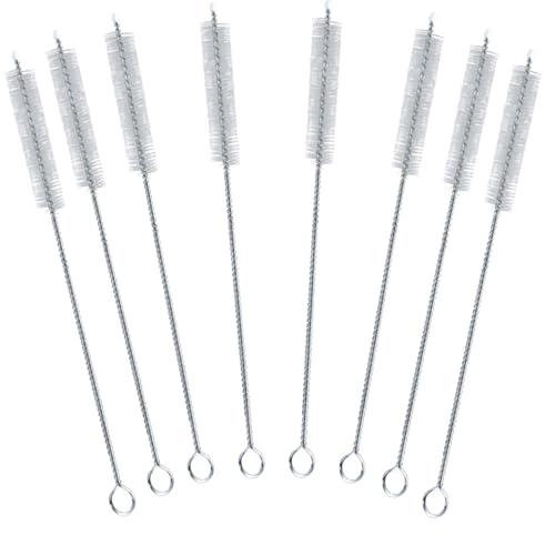 LIFEHIM 8 Pack Transparent Stainless Steel & Bendable Nylon Straw Brush Cleaners - 7.87 Inch