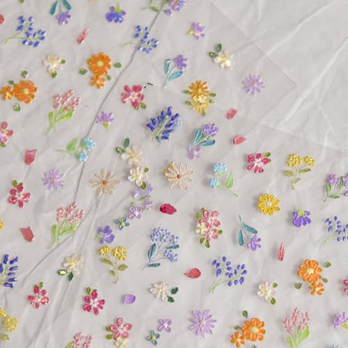 5D Embossed Flower Nail Art Stickers Self-Adhesive Floral Decals
