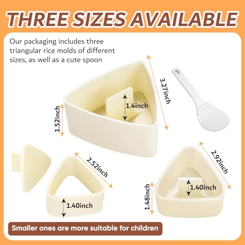Beige Onigiri Mold Triangle Set - 3 Sizes Sushi Rice Ball Maker Kit