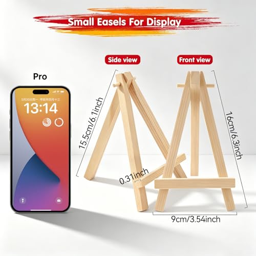 4PCS Mini Wooden Easel Stands for Display & Painting, 9x16cm
