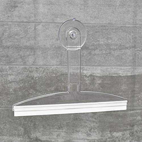 iDesign Large Plastic Shower Squeegee with Suction Storage Hook, 12" x 10"