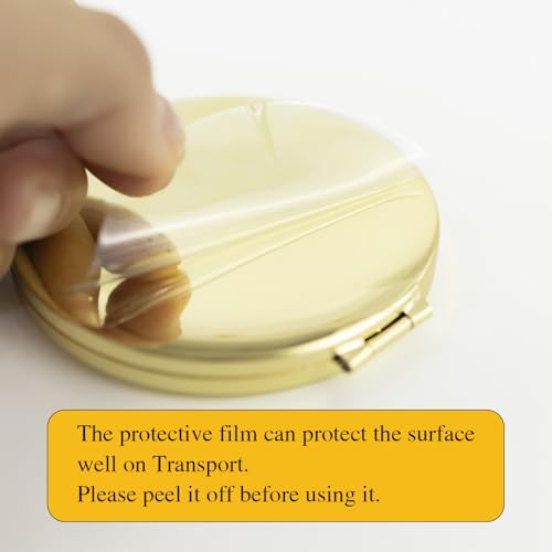 Yucenora Golden Compact Mirror for Purse – Double-Sided 1X/2X Magnifying Travel Pocket Makeup Mirror