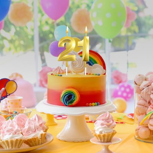 Silver Number 21 Birthday Candles - 2 Pack for Cake Decoration