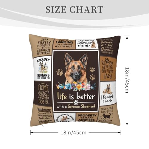 German Shepherd Mom Throw Pillow Cover 18"x18" - BN-GSD