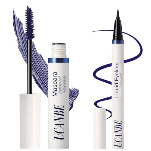 UCANBE Blue Mascara and Liquid Eyeliner Set Waterproof Eye Makeup Duo