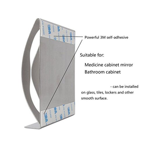 Wall-Mounted Stainless Steel Toothbrush Holder with Adhesive Shelf