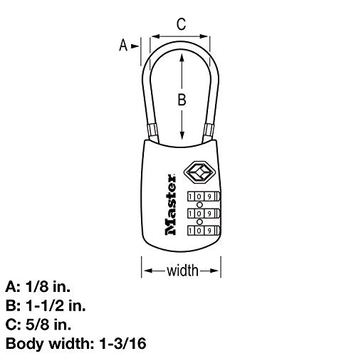 Master Lock TSA Approved Combination Luggage Lock Silver 1 Pack - Model 4688SLVEC