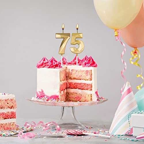 Gold 3D Diamond Birthday Candles Set - 17 & 71 Number Decoration