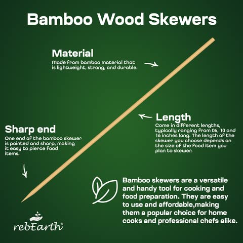100 Pack 6-Inch Bamboo Skewers for Grilling & BBQ