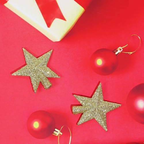 Mini Christmas Tree Topper Stars Glitter Gold 3-Pack 2.36 Inch Tiny Treetop Ornaments