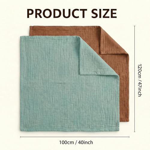 Pikabuki Muslin Swaddle Blankets (Brown) - 2 Pack Soft Breathable Newborn Wrap