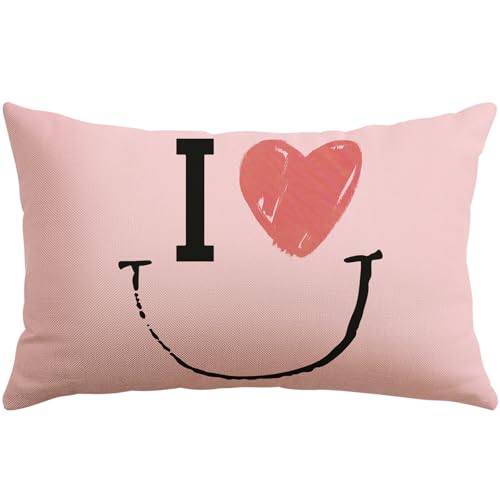 Valentine's Day Throw Pillow Cover 12x20 Inch - Heart Design