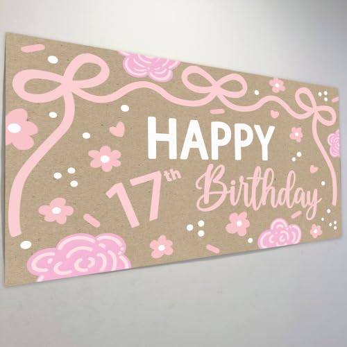 17th Birthday Backdrop - Elegant Waterproof Decoration for Girls