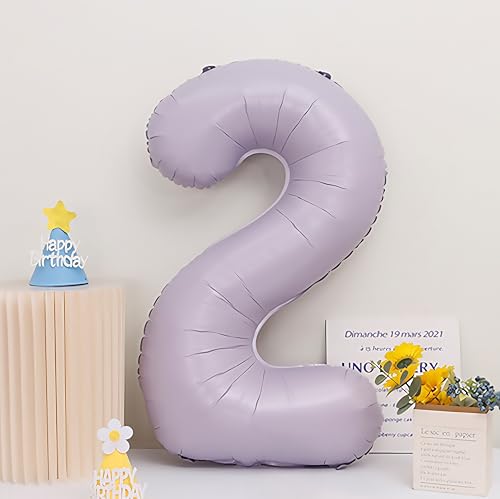 40 Inch Pastel Purple Number 2 Balloon - Helium Foil for Parties