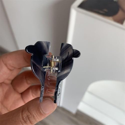 Black Acetate Duckbill Hair Clip Cute Dog Bone & Schnauzer Design