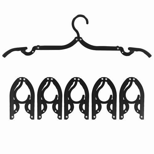 6PCS Black Portable Folding Clothes Hangers for Travel