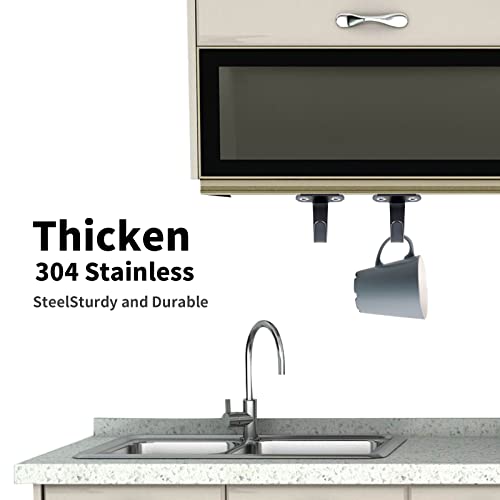 Black Stainless Steel Under-Shelf Coat Hooks - 12 Pack, Wall Mount, Durable & Rustproof