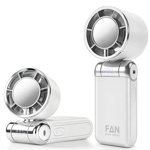 White Portable Handheld Fan Rechargeable Powerful Compact Fan