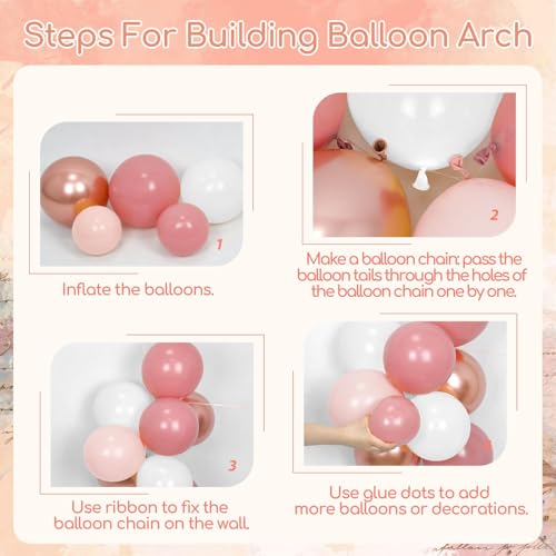 Rose Gold Birthday Decorations Set with Balloons, Banner and Fringe Curtain