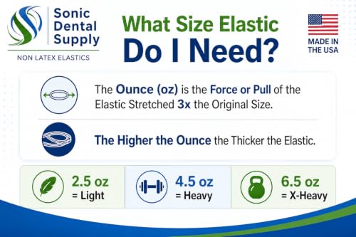 Sonic Dental 5/16 Inch Orthodontic Elastic Rubber Bands 100 Pack X-Heavy