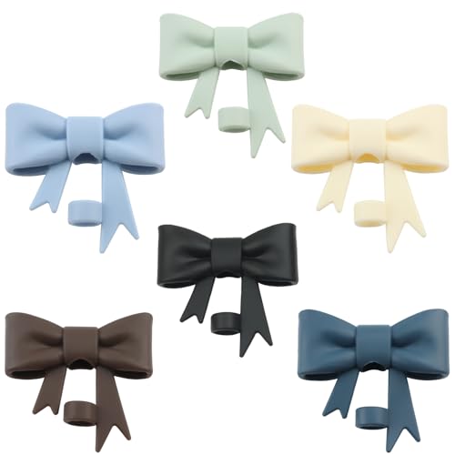 6Pcs Silicone Straw Toppers Covers for Stanley Cups 40/30oz 10mm(0.4in) Dust-Proof Bow Straw Covers Toppers Suitbale for Stanley Cup Accessories Reusable Straws Caps (Colorful F)