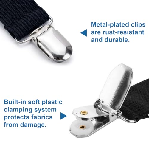 8-Pack Adjustable Elastic Sofa Cushion Straps & Bed Sheet Fastener Clips