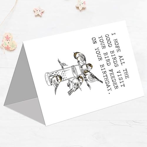 HCIU6YGQ Funny Bird Feeder Birthday Card - Variation #1 for Bird Lovers