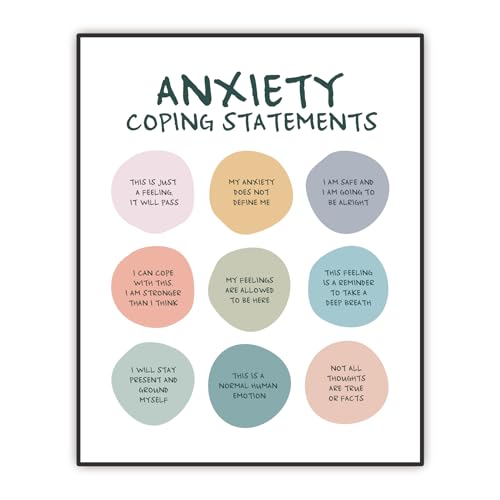 Anxiety Coping Statements Poster | 8x10 Inch Mental Health Art