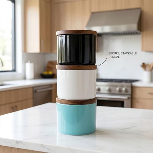 5 oz Black Ceramic Airtight Kitchen Canister with Lid - Veswers