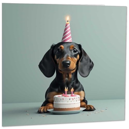 Funny Dachshund Birthday Card - Premium Quality 145mm x 145mm