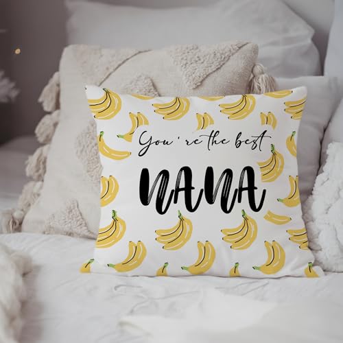 Nana Banana Throw Pillow Cover 18x18 - Funny Grandmother Gift for Home Decor