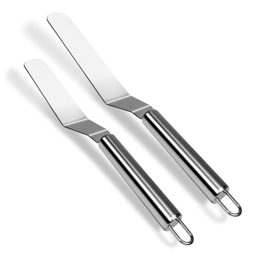 2-Piece Stainless Steel Offset Spatula Set - 6 Inch & 8 Inch Cake Frosting