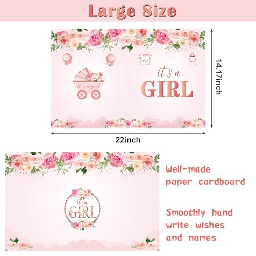 Giant Floral It's a Girl Baby Shower Card - 14x22 Inch Pink Floral