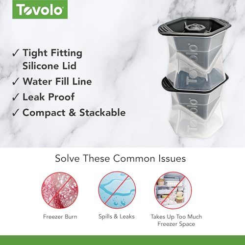 Tovolo Colossal Square Ice Cube Mold - 2 Inch Giant Silicone Tray (Pack of 2)
