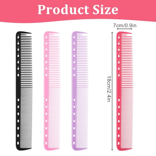 Elegaperma 4-Piece Hair Cutting Combs Set - Professional ABS Barber Styling Tools