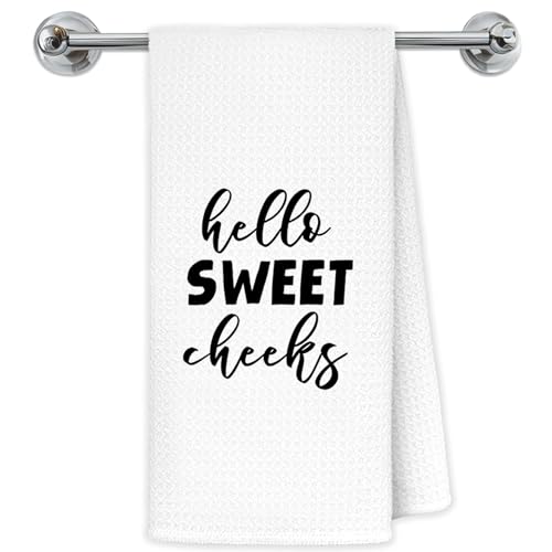 Funny Bathroom Hand Towels - Hello Sweet Cheeks Design, 16x24