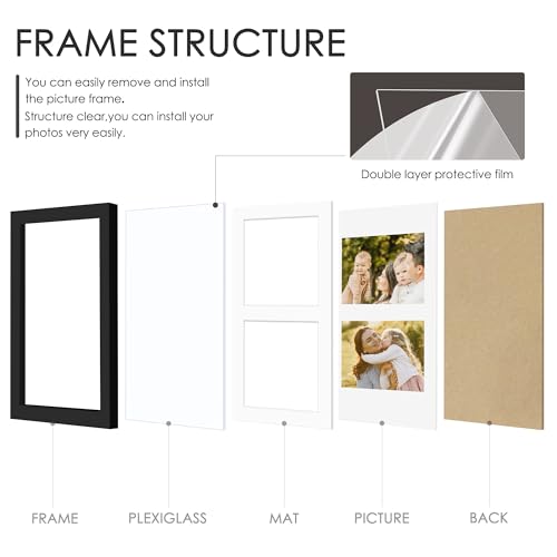 DUENPY 6x9 Double Collage Picture Frame for Two 3.5x5 Photos - Black