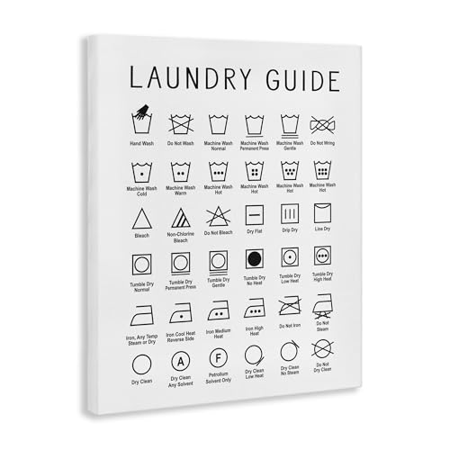 Stupell Industries Minimal Laundry Guide Chart, Designed By Lettered and Lined, 16 x 20, Canvas Wall Art