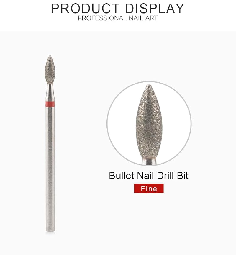Rolabling Flame Diamond Nail Drill Bit - 3/32" Fine Grit Tungsten Steel Gel Remover