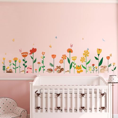 Floral Wall Stickers for Kids Room - Removable & Waterproof Decor
