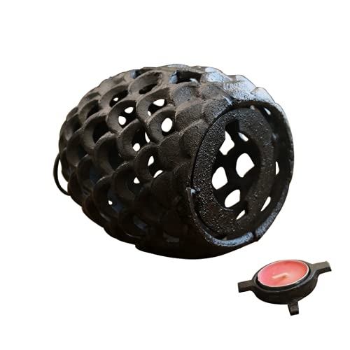 Large Pinecone Shaped Hanging Candle Holder Cast Iron Tea Light Lantern