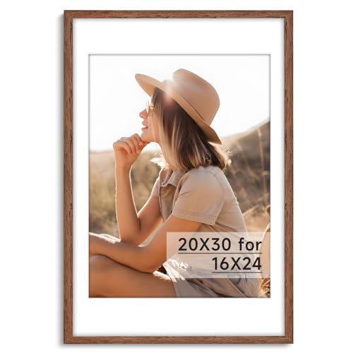 Light Walnut 20x30 Wall Photo Frame for 16x24 Prints - Rustic Woodgrain