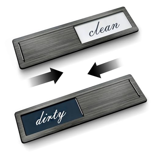 Azurise Dishwasher Clean Dirty Magnet - Black Stainless Steel Sign