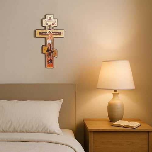 Orthodox Wall Cross - Russian Christian Crucifix for Home Decor
