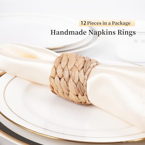 Water Hyacinth Napkin Rings Set of 12 Farmhouse Fall Table Decor