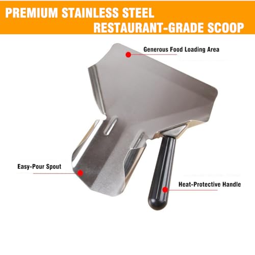 Stainless Steel French Fry & Popcorn Scoop – Ergonomic Quick-Fill Utensil